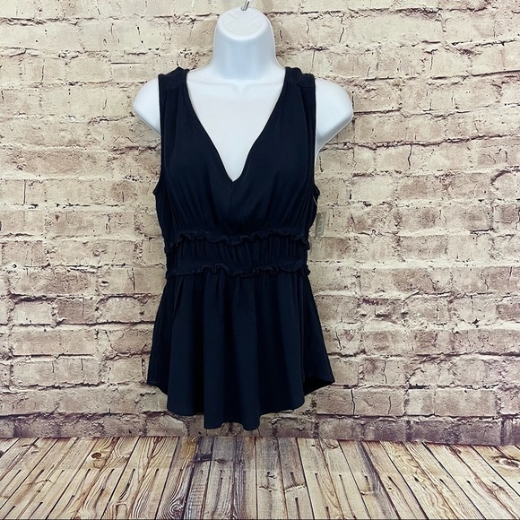 Maurices Navy V Neck Textured Rayon Sleeveless Top - Picture 1 of 9